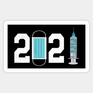 2021 mask and vaccine Sticker